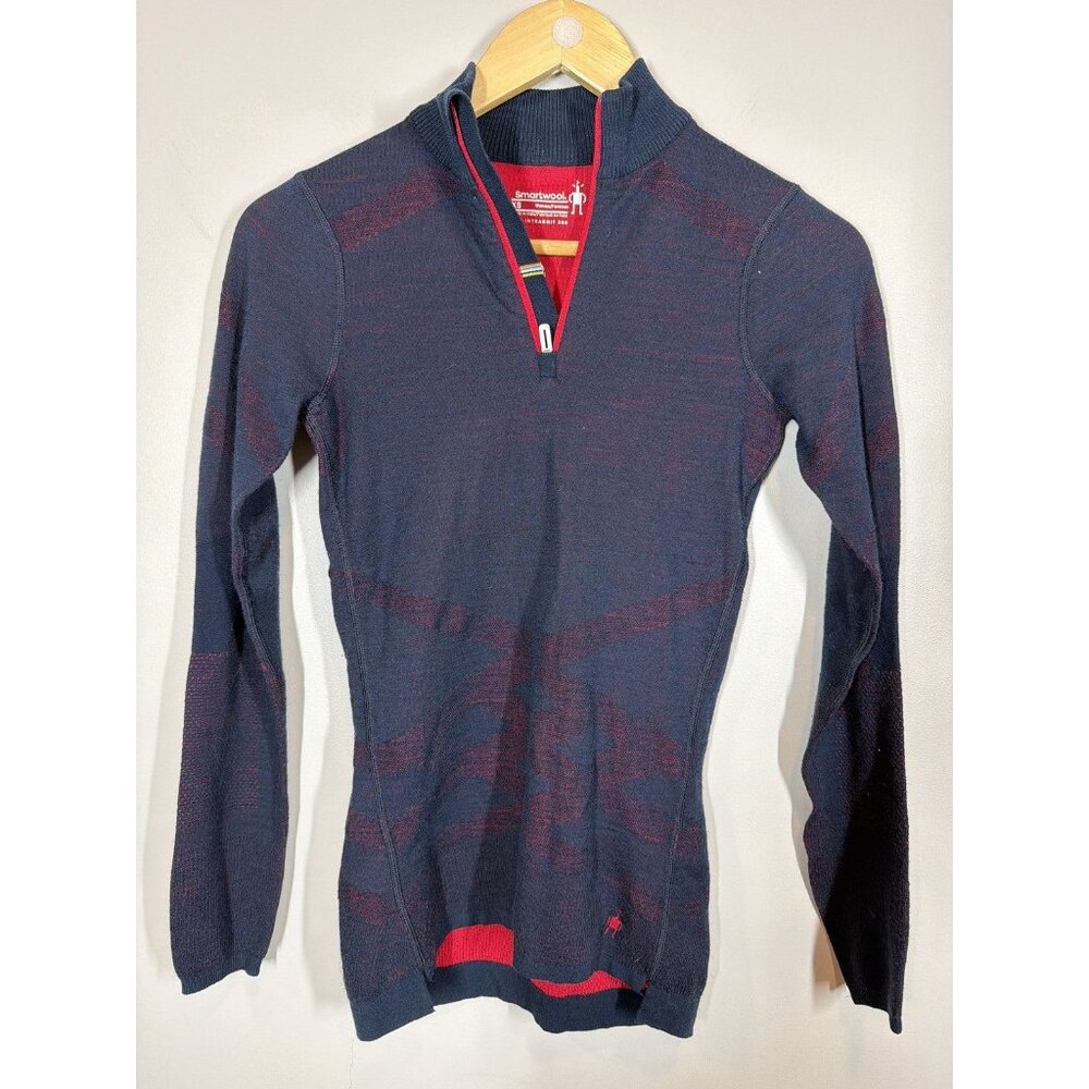 Smartwool Blue Merino Wool 1/4 Zip Sweater Women’s‎ XS Intraknit 200 Warm